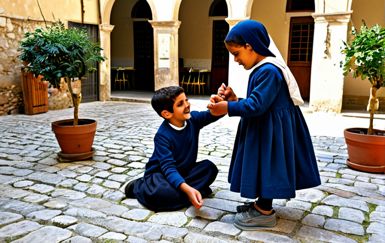 이스라엘의 전통 놀이와 게임 - Hamesh Avanim (Five Stones)**

A group of fully clothed children playing Hamesh Avanim (Five Stones)...
