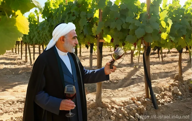 이스라엘의 와인 제조 과정과 역사 - **"A visually striking depiction of the ancient and modern history of Israeli winemaking, rendered i...