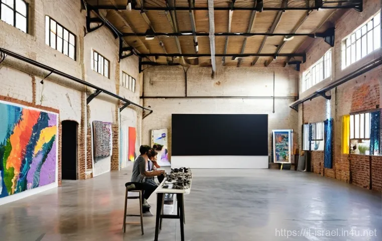 이스라엘의 현대 예술 전시회 - **Prompt:** A contemplative and atmospheric art installation within a modern gallery space in Jerusa...