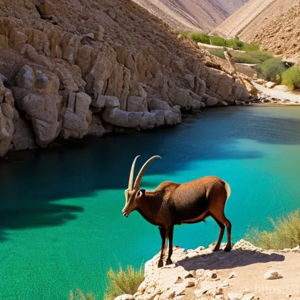 이스라엘 사막에서의 야생동물 - **Prompt 1: Nubian Ibex at Ein Gedi Oasis**
    A majestic Nubian Ibex, with impressive, long curved...