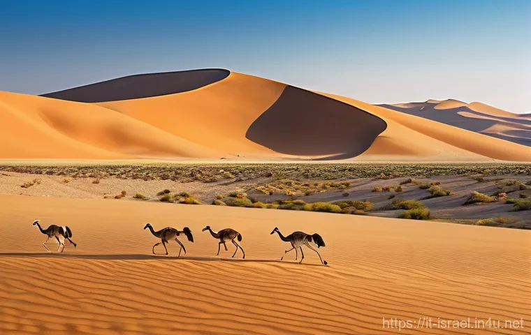 이스라엘 사막에서의 야생동물 - **Prompt 2: Nocturnal Desert Hunters under Starry Sky**
    A Rüppell's fox, with its distinctive sa...