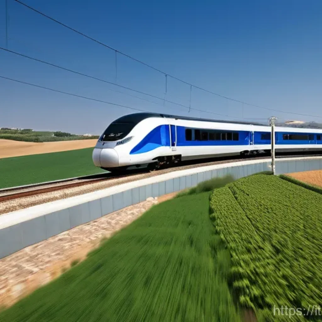 이스라엘 주요 도시 간 기차 여행 - **Image Prompt 1: High-Speed Journey through the Israeli Landscape**
    A modern, sleek Israel Rail...