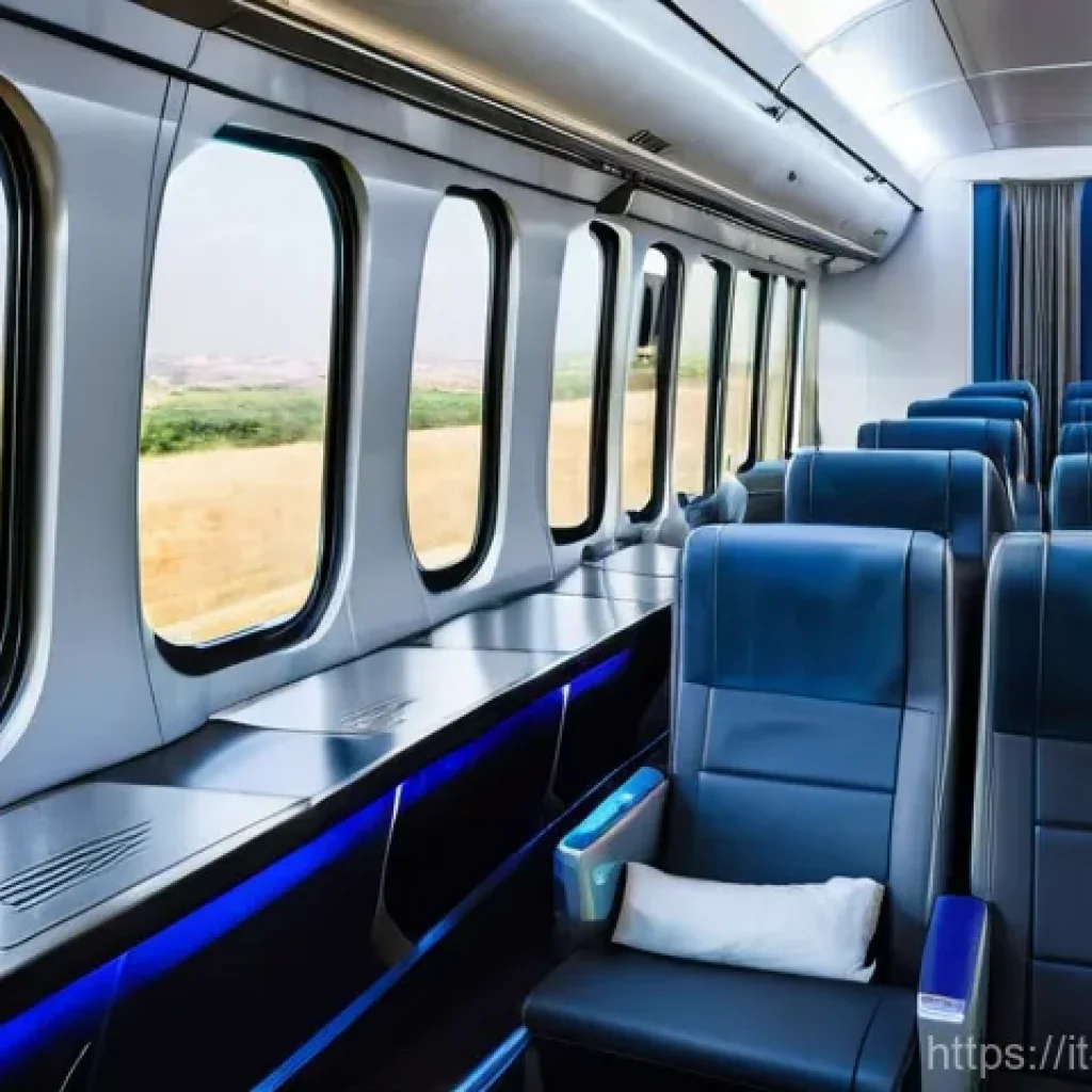 이스라엘의 초고속 열차  텔아비브 예루살렘 - **Prompt 1: Inside the High-Speed Train Journey**
    "A bright, spacious, and ultra-modern interior...