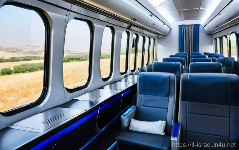 이스라엘의 초고속 열차  텔아비브 예루살렘 - **Prompt 1: Inside the High-Speed Train Journey**
    "A bright, spacious, and ultra-modern interior...