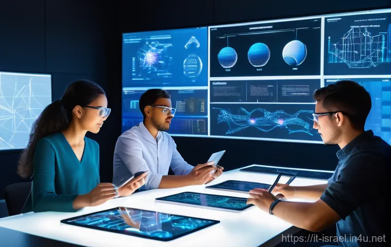 이스라엘에서의 대학 연구 프로그램 - A vibrant and energetic scene depicting a diverse group of young researchers (male and female, vario...