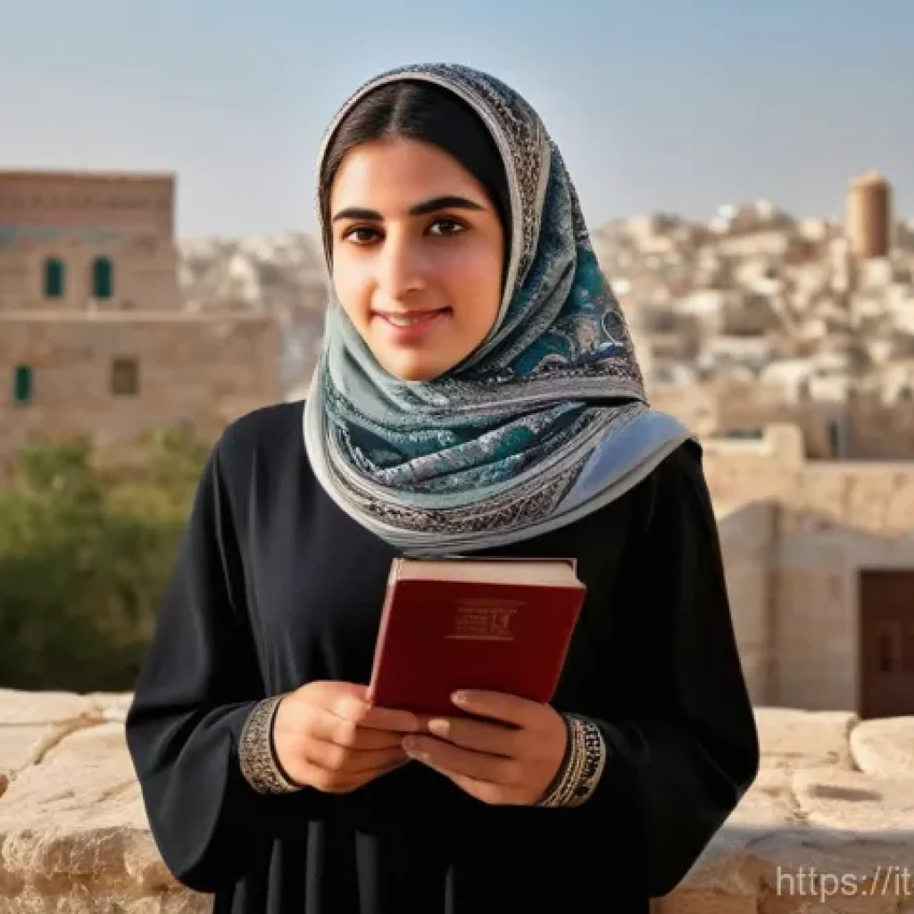 이스라엘의 아랍인 공동체 - **Prompt 1: Blending Identities and Cultures**
    "A portrait of a young Arab Israeli woman, approx...