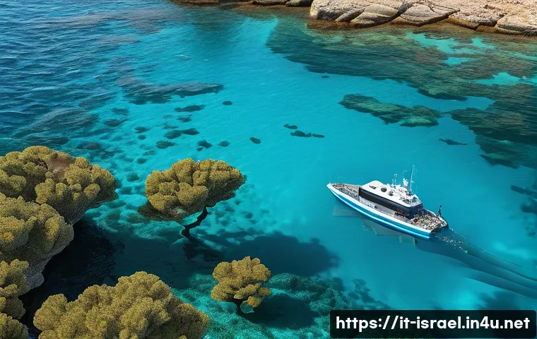 이스라엘의 해양 생물 보호 프로그램 - **Prompt 1: Advanced Marine Monitoring in an Israeli Marine Protected Area**
    "A high-angle shot ...