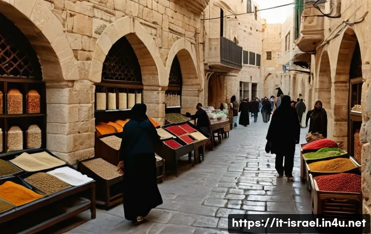이스라엘의 중동에서의 위치적 중요성 - **Prompt:** A historically rich and vibrant scene set within the narrow, winding cobblestone streets...