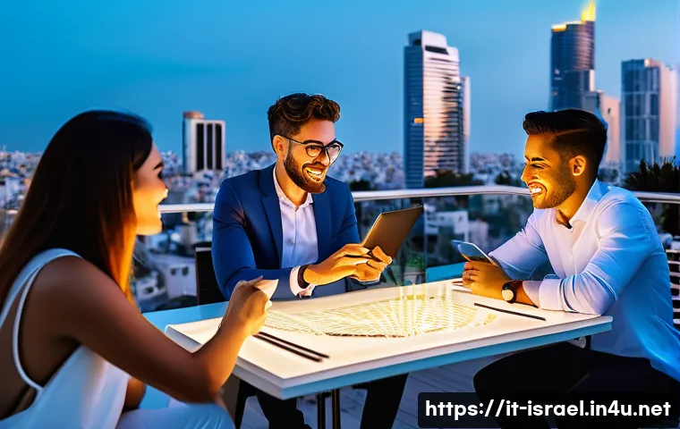 이스라엘의 주요 금융 센터 - **Prompt:** A vibrant and bustling Tel Aviv cityscape at golden hour, showcasing modern, innovative ...