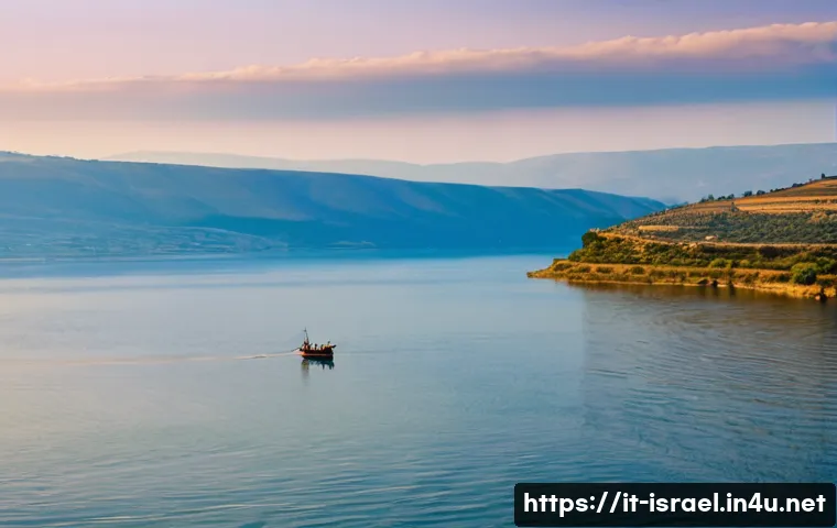 이스라엘의 주요 지리적 특징 - **Galilee's Serene Lake Tiberias**
    An aerial view capturing the serene beauty of Lake Tiberias (...