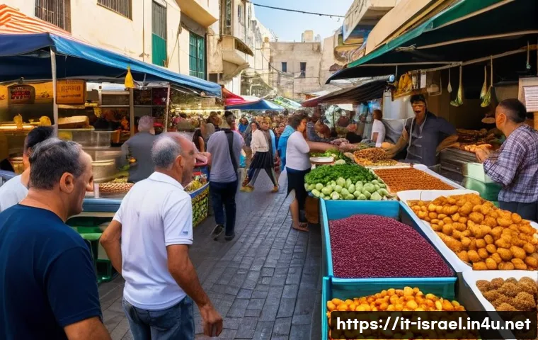 이스라엘의 주요 도시 텔아비브의 특징 - **Prompt: Bustling Carmel Market (Shuk HaCarmel) in Tel Aviv**
    A vibrant, sunlit scene capturing...