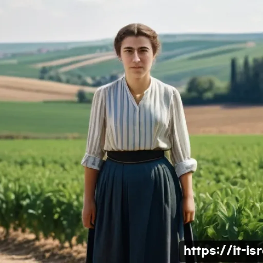 이스라엘의 유명 인물  골다 메이어 - Portrait of Golda Meir as a determined young woman in early 20th century Ukraine, dressed modestly i...