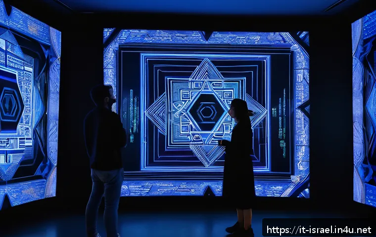 이스라엘 현대 예술의 흐름 - A contemporary Israeli video art installation featuring immersive digital projections blending tradi...