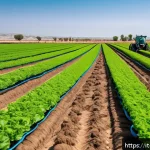 Home 21 이스라엘의 농업 혁신 박람회 - A high-tech Israeli farm scene showcasing advanced micro-irrigation systems with soil moisture and t...