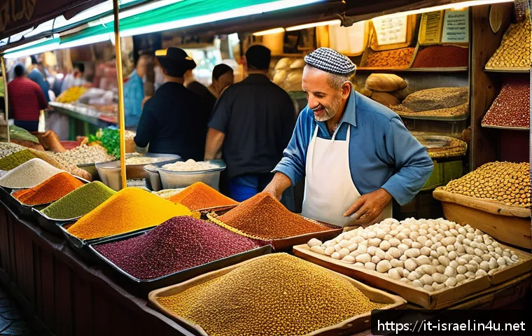 이스라엘에서의 유대교 문화 체험 - A vibrant scene inside the Mahane Yehuda Market in Jerusalem during morning hours, bustling with div...